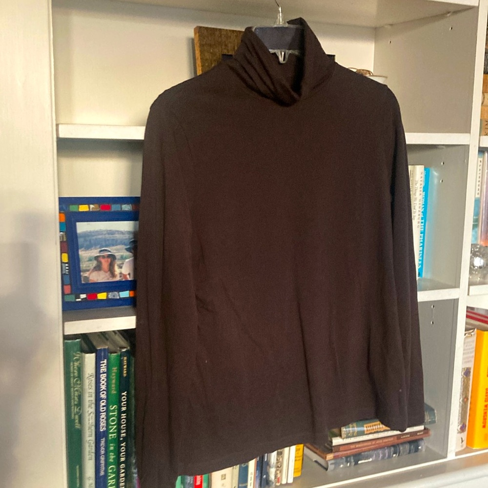 Lands End petite, medium brown turtleneck, cotton modal